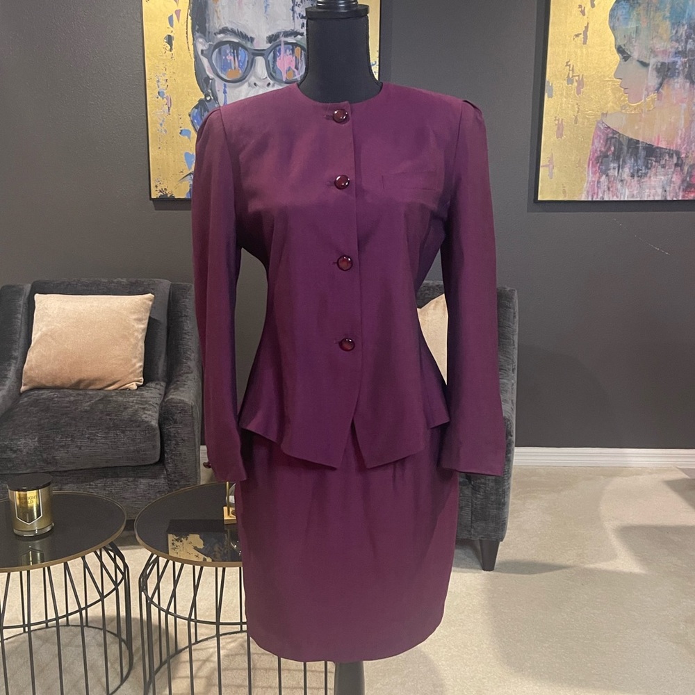 Two piece skirt suit. Shapely & flattering.